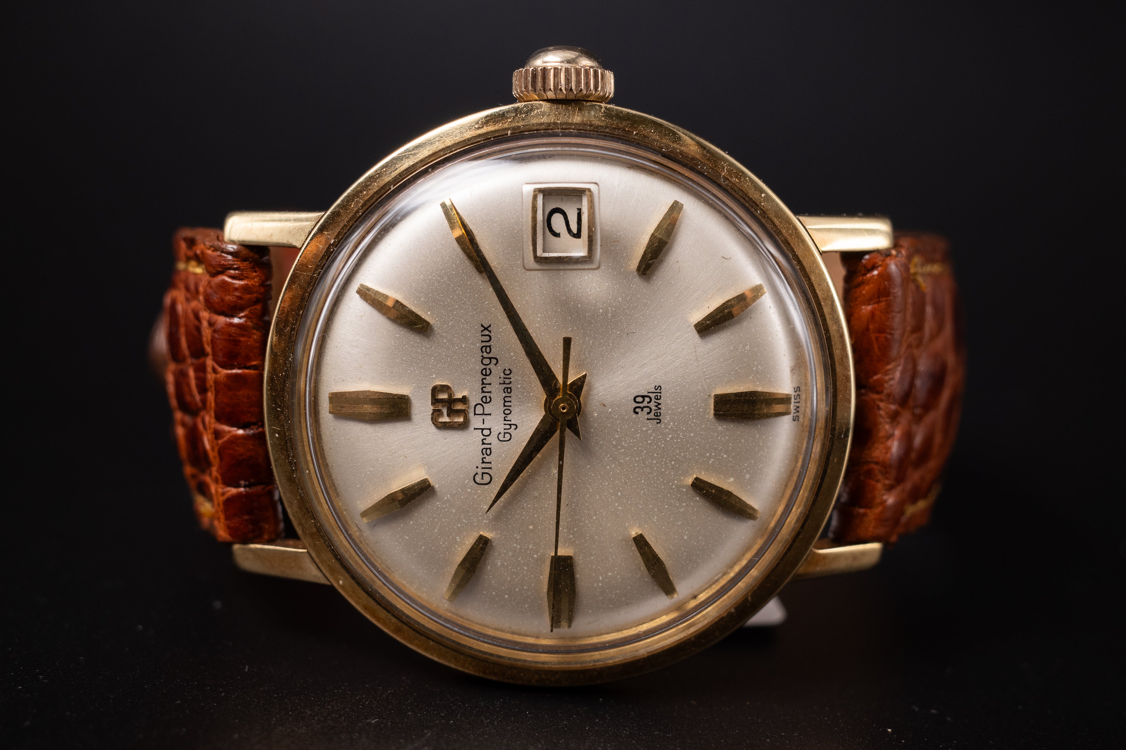 Vintage Girard Perregaux Gyromatic 39 Jewels 18KYG Mens Wrist Watch