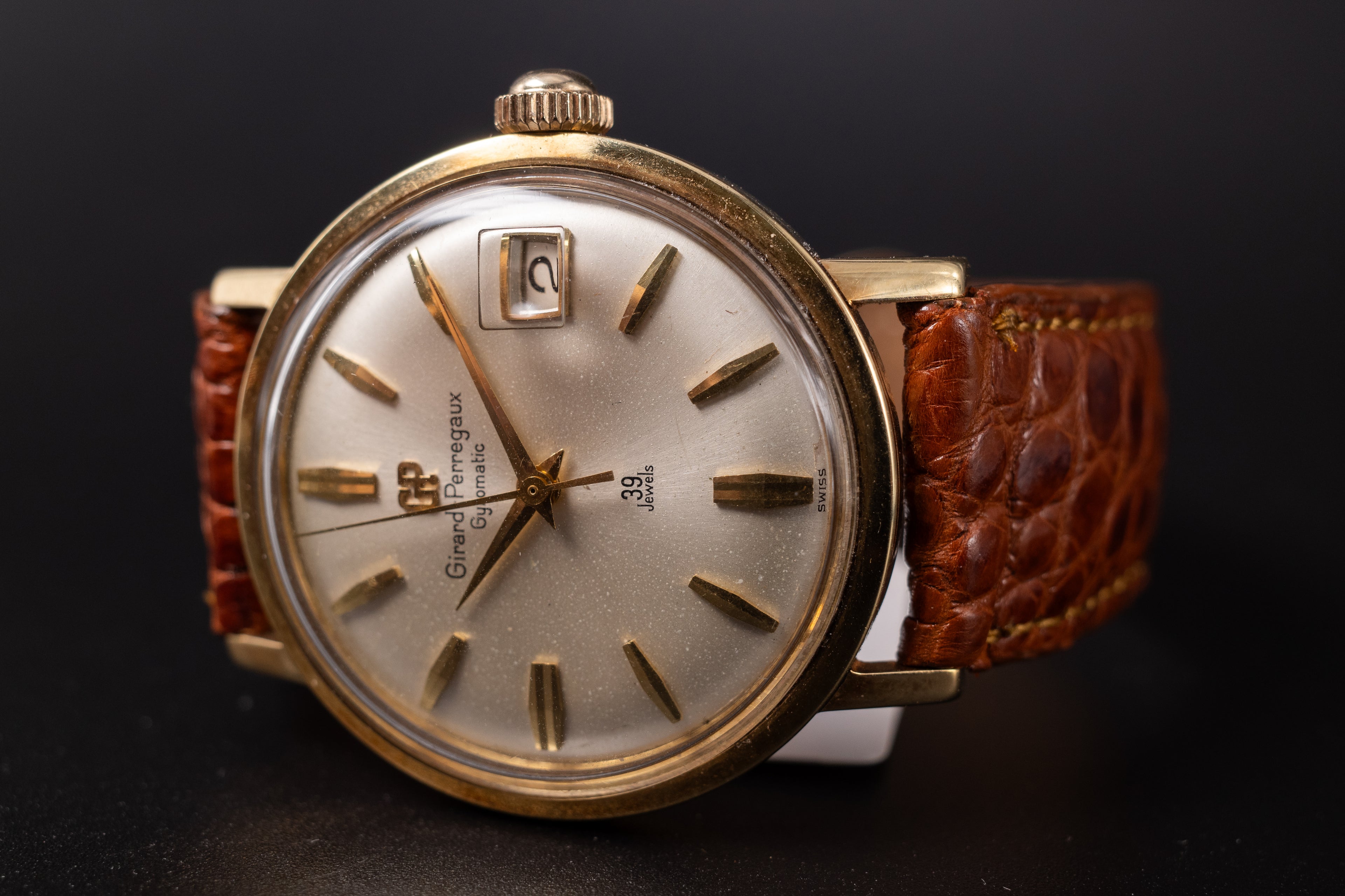 Vintage Girard Perregaux Gyromatic 39 Jewels 18KYG Mens Wrist Watch