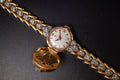 Vintage Omega Cocktail Bracelet Dress Watch 18K Rose Gold Diamond Set