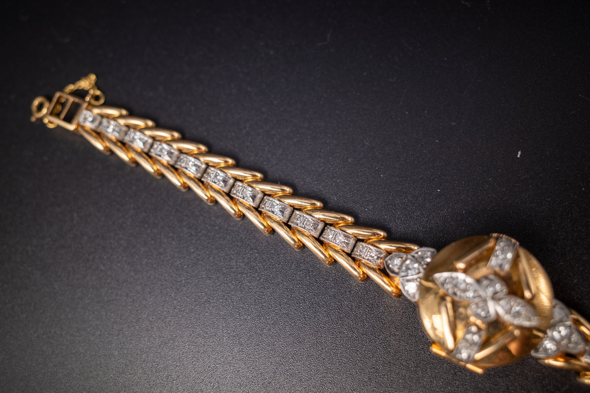 Vintage Omega Cocktail Bracelet Dress Watch 18K Rose Gold Diamond Set