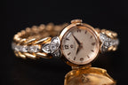 Vintage Omega Cocktail Bracelet Dress Watch 18K Rose Gold Diamond Set