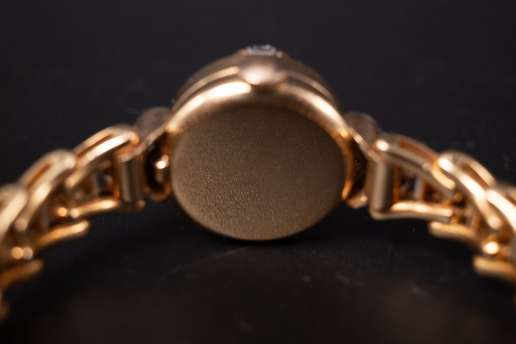 Vintage Omega Cocktail Bracelet Dress Watch 18K Rose Gold Diamond Set