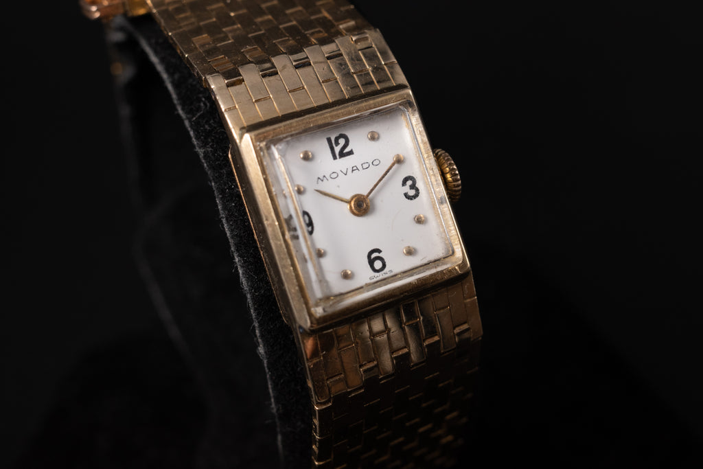 Movado Diamond Ruby Ladies Cocktail Watch 14K Gold Manual Wind