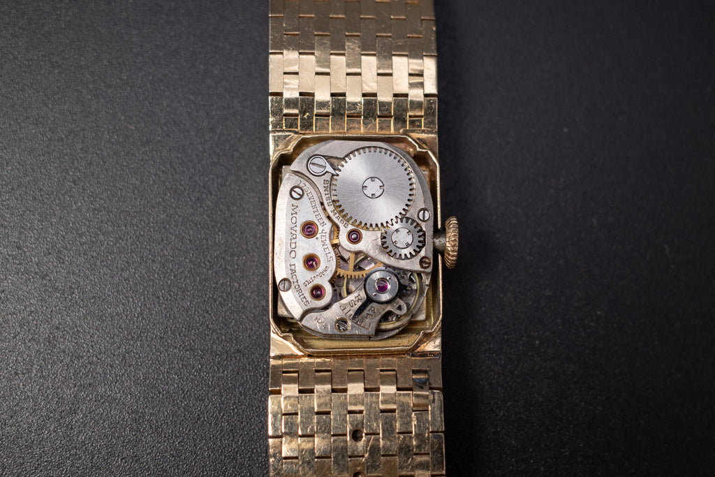 Movado Diamond Ruby Ladies Cocktail Watch 14K Gold Manual Wind
