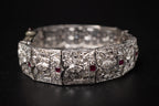 Vintage Ladies Cocktail Platinum Dress Watch W/ Diamonds & Rubies