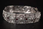 Vintage Ladies Cocktail Platinum Dress Watch W/ Diamonds & Rubies