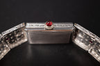 Vintage Ladies Cocktail Platinum Dress Watch W/ Diamonds & Rubies