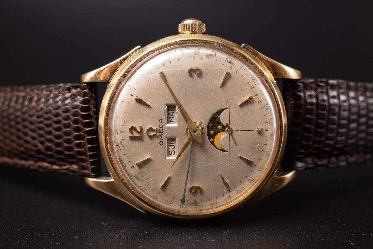 Beautiful Vintage Omega Cosmic Moonphase Triple Date Calendar Watch Ref 2606-4