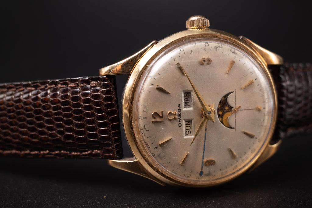 Beautiful Vintage Omega Cosmic Moonphase Triple Date Calendar Watch Ref 2606-4