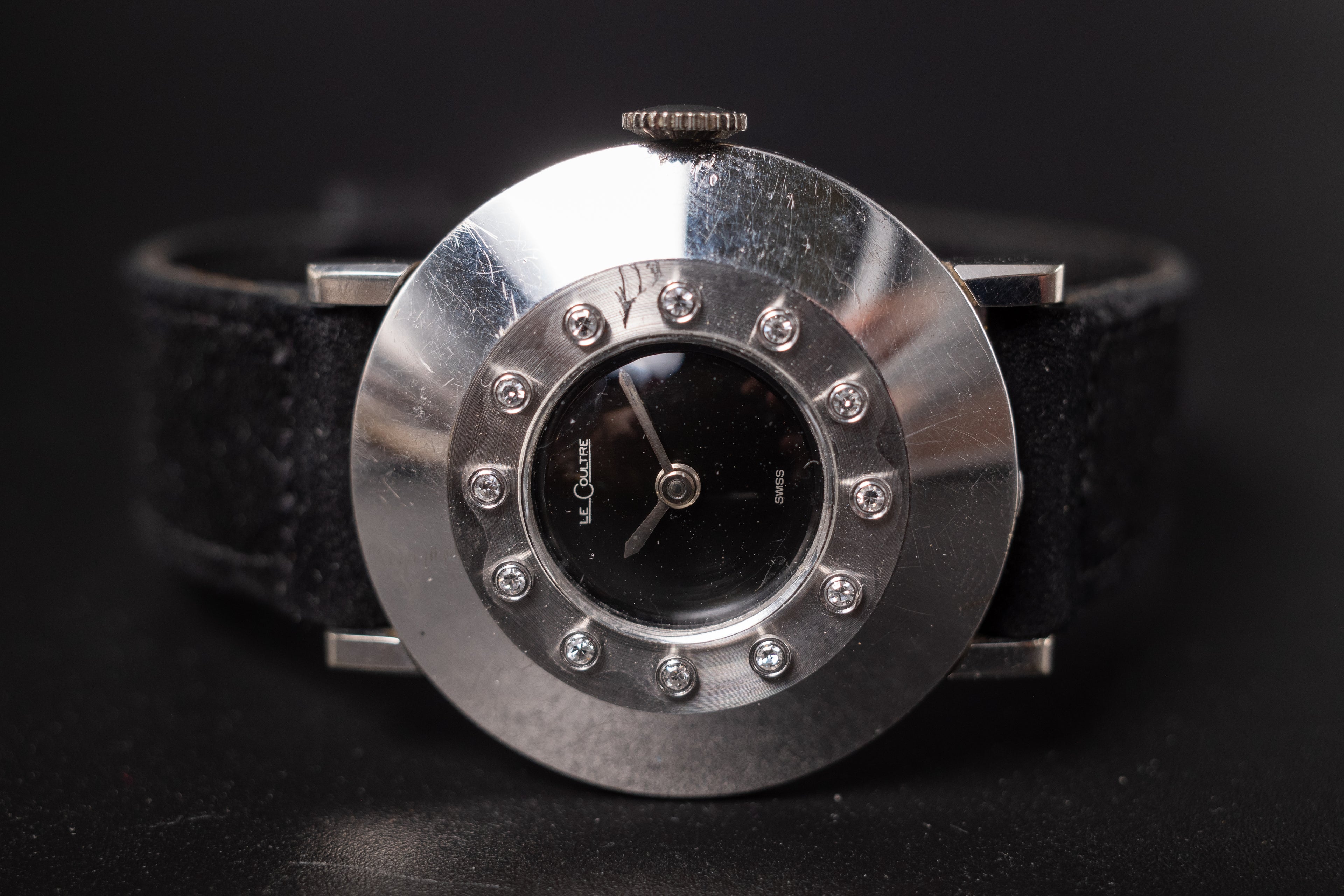 Vintage LeCoultre 14KWG Beau Brummel Unisex Dress Watch from the 60s W/ Diamonds