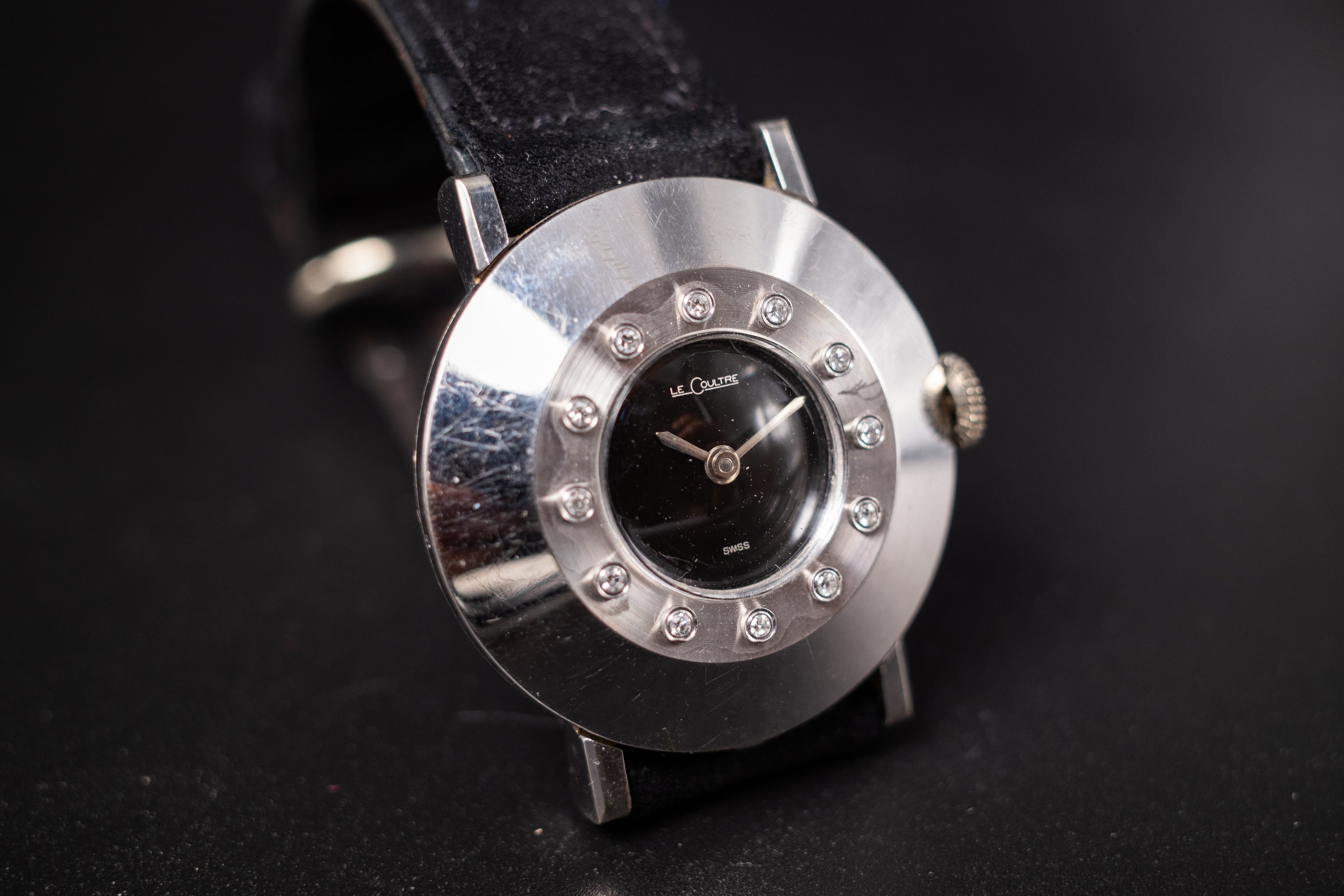 Vintage LeCoultre 14KWG Beau Brummel Unisex Dress Watch from the 60s W/ Diamonds