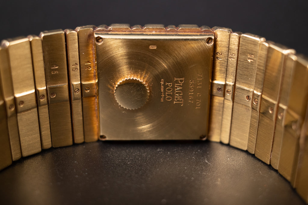 Piaget Polo 7131 C 701 18K Yellow Gold Gadroon Dial 1980s Unpolished