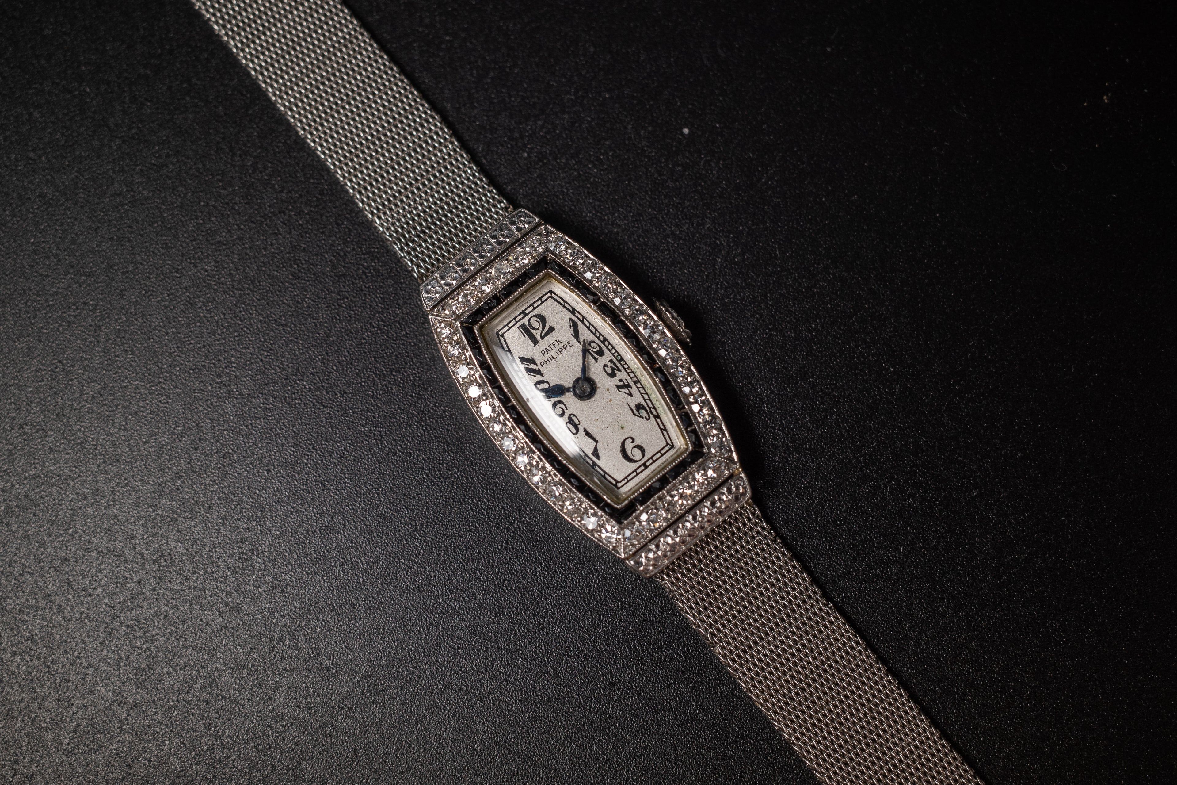 Vintage Patek Phillipe Ladies Tank Art Deco Diamond and Sapphire Bezel VERY RARE