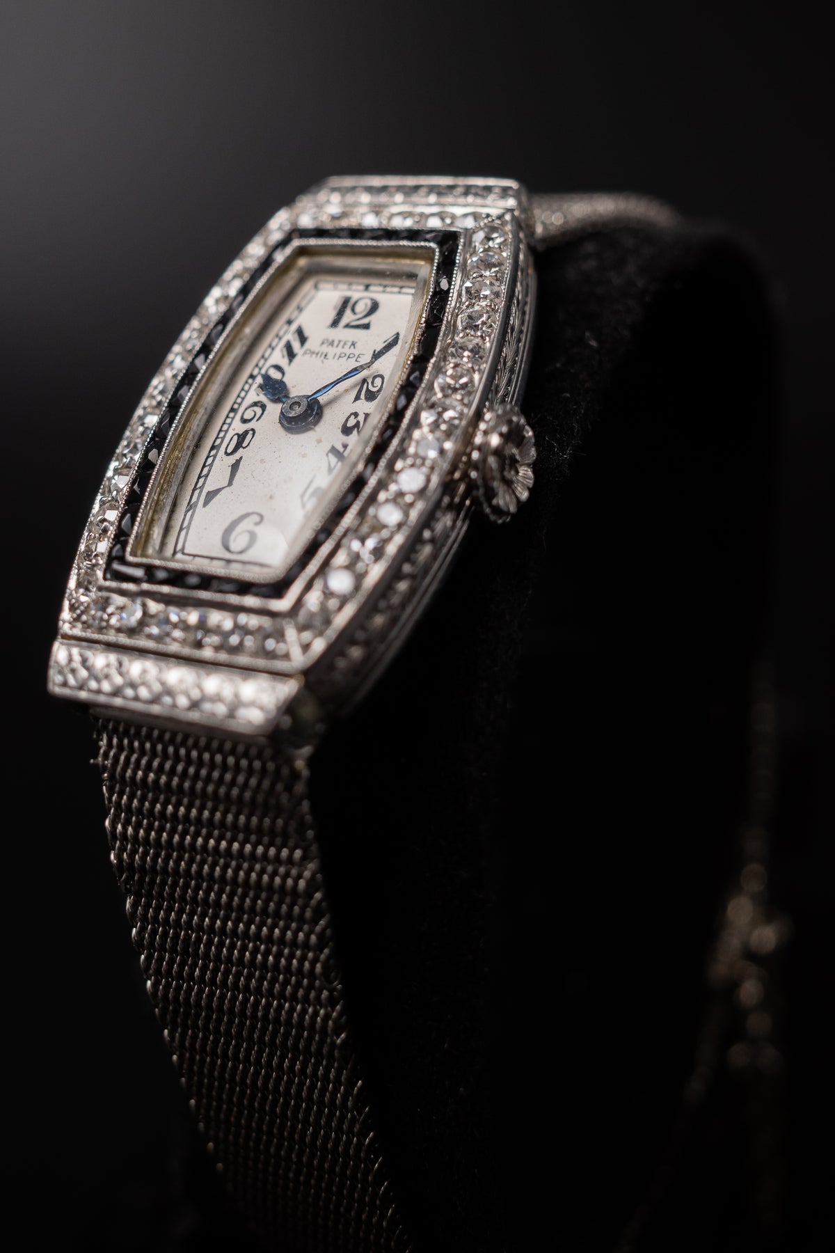 Vintage Patek Phillipe Ladies Tank Art Deco Diamond and Sapphire Bezel VERY RARE
