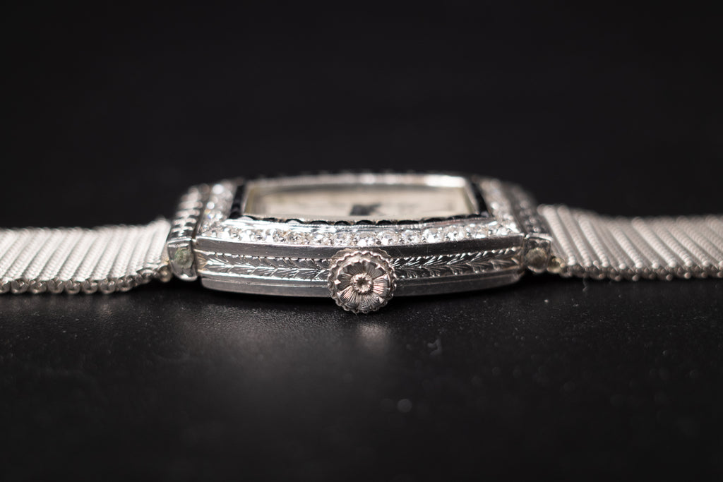 Vintage Patek Phillipe Ladies Tank Art Deco Diamond and Sapphire Bezel VERY RARE