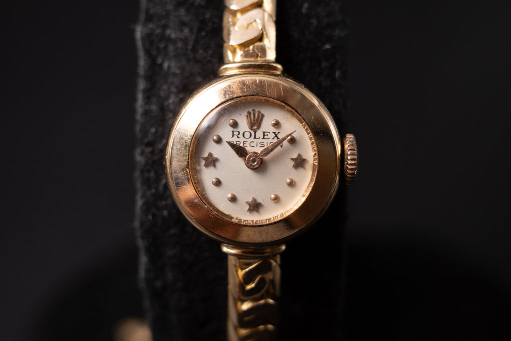 Vintage Rolex Ladies Star Dial Wrist Watch 1950's, Manual 18KRG RARE