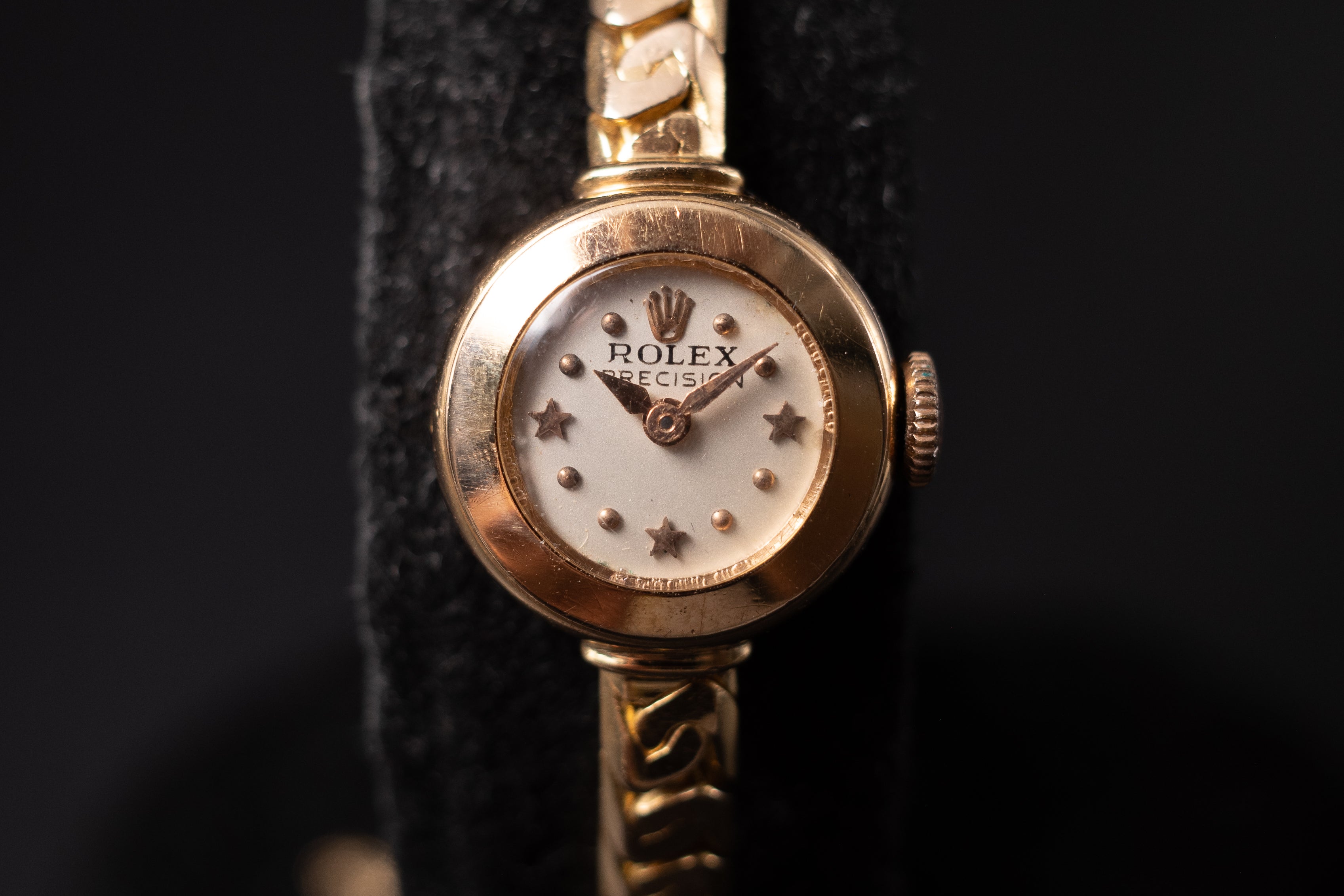Vintage Rolex Ladies Star Dial Wrist Watch 1950's, Manual 18KRG RARE