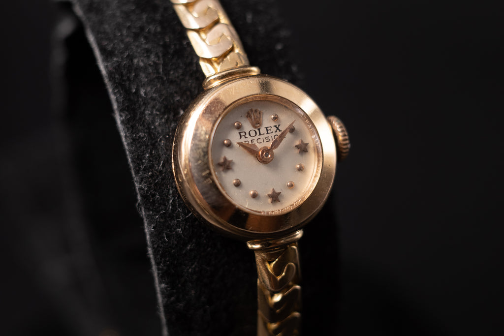 Vintage Rolex Ladies Star Dial Wrist Watch 1950's, Manual 18KRG RARE