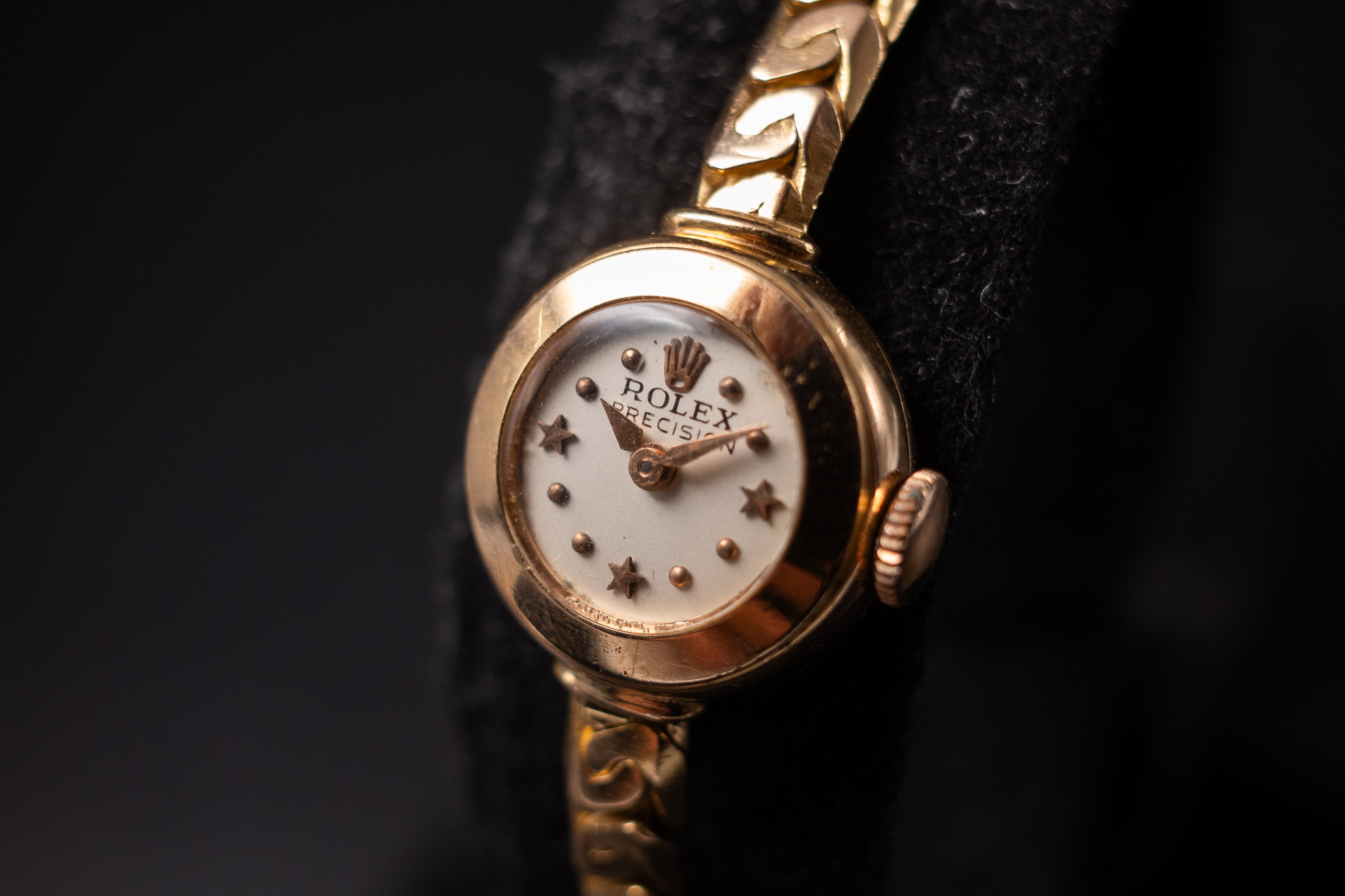 Vintage Rolex Ladies Star Dial Wrist Watch 1950's, Manual 18KRG RARE