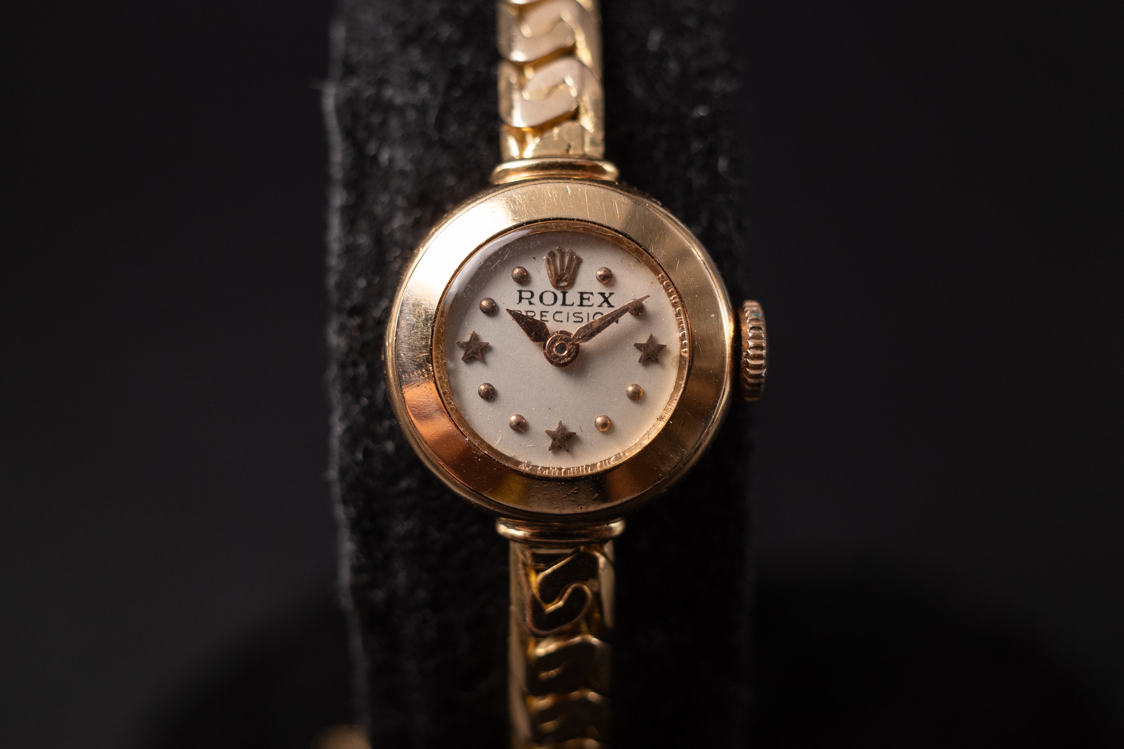 Vintage Rolex Ladies Star Dial Wrist Watch 1950's, Manual 18KRG RARE