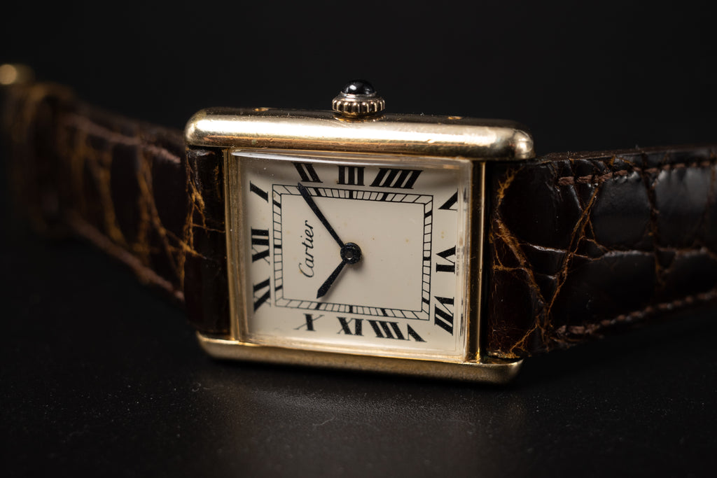 Vintage Cartier Tank Watch Manual Winding Gold Plated Watch 1970s REF. 15705