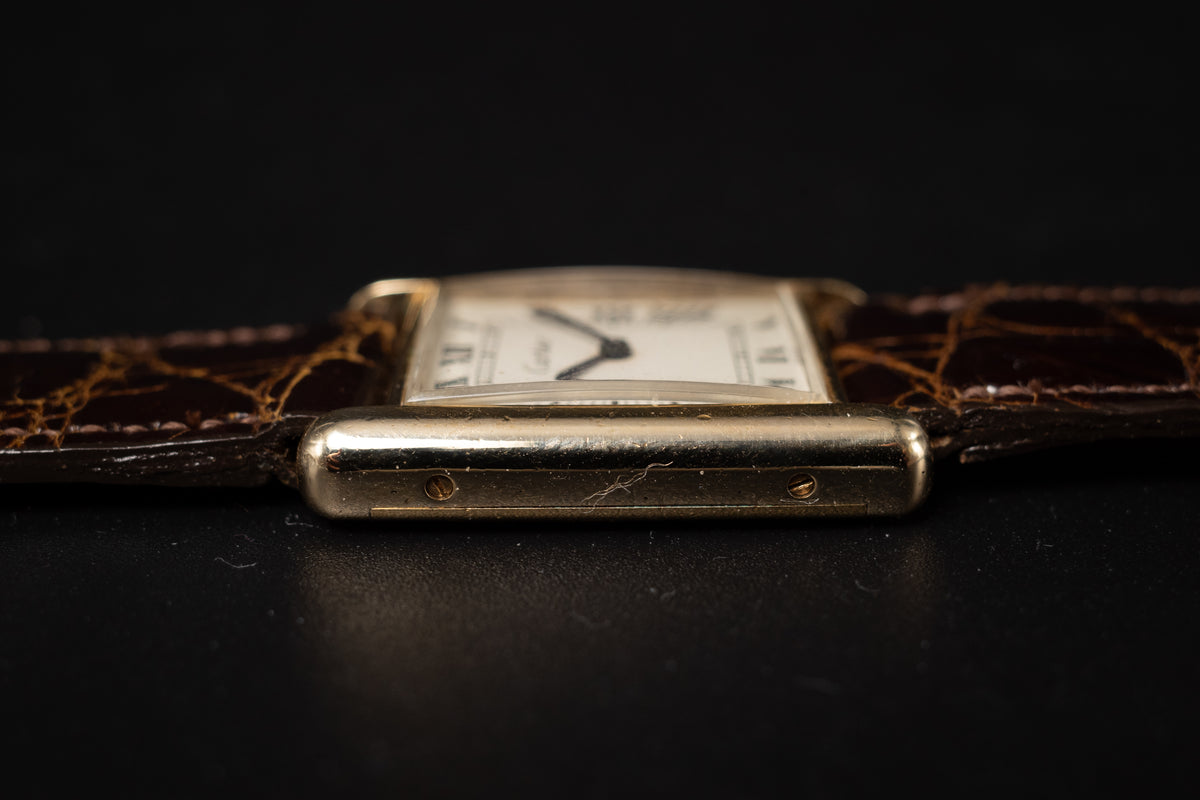 Vintage Cartier Tank Watch Manual Winding Gold Plated Watch 1970s REF. 15705