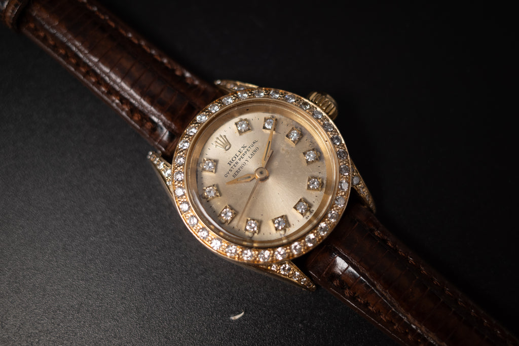 Vintage Rolex Ladies Oyster Perpetual Signed Serpico Y Laino 18KYG Wrist Watch