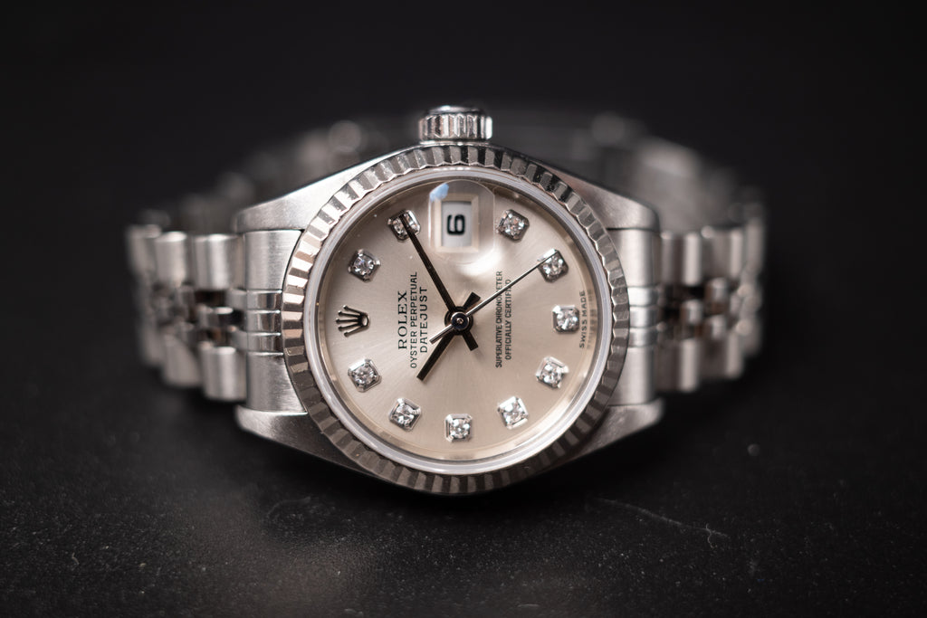 Rolex 79174 Ladies Datejust Fluted Bezel Original Diamond Dial W/Box + Manual