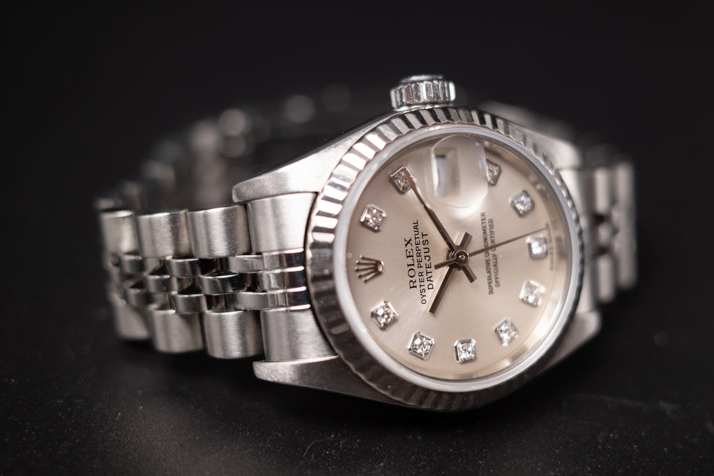 Rolex 79174 Ladies Datejust Fluted Bezel Original Diamond Dial W/Box + Manual