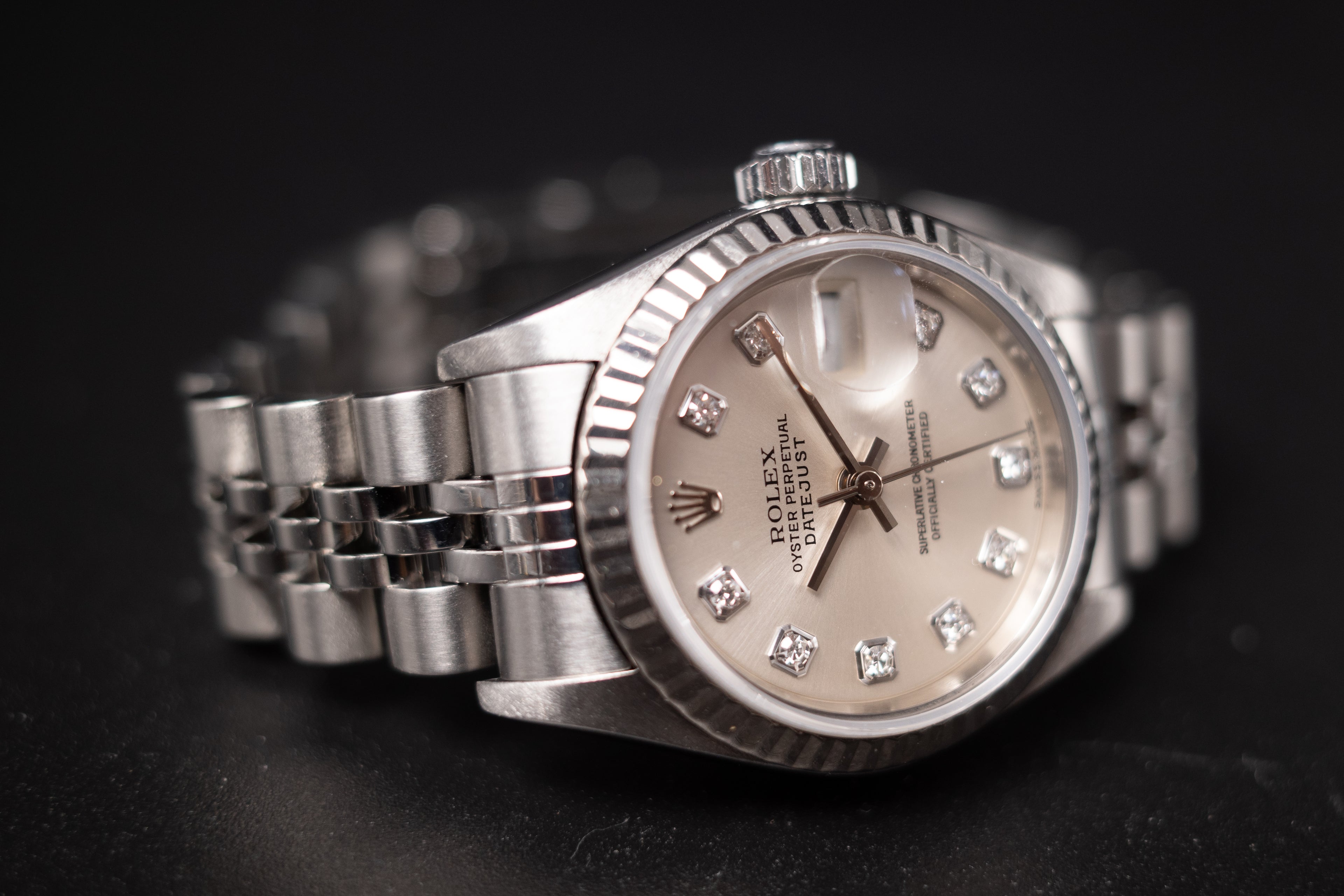 Rolex 79174 Ladies Datejust Fluted Bezel Original Diamond Dial W/Box + Manual