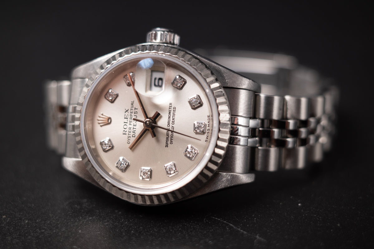 Rolex 79174 Ladies Datejust Fluted Bezel Original Diamond Dial W/Box + Manual