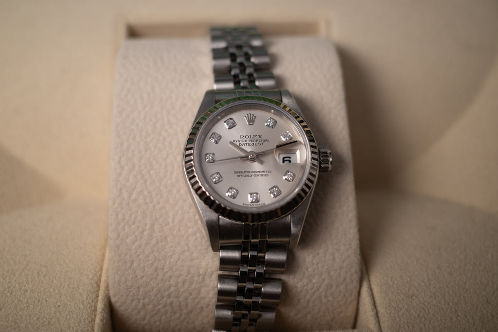 Rolex 79174 Ladies Datejust Fluted Bezel Original Diamond Dial W/Box + Manual