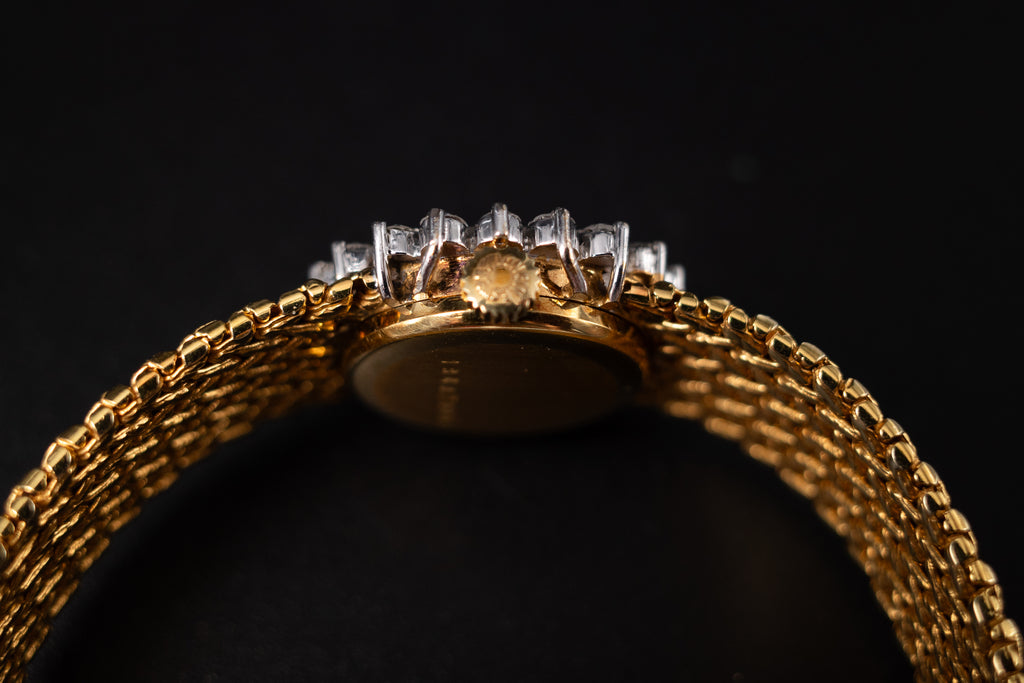 Longines 18KYG Ladies Cocktail Dress Watch W/Diamond Bezel Ref. 1130-817