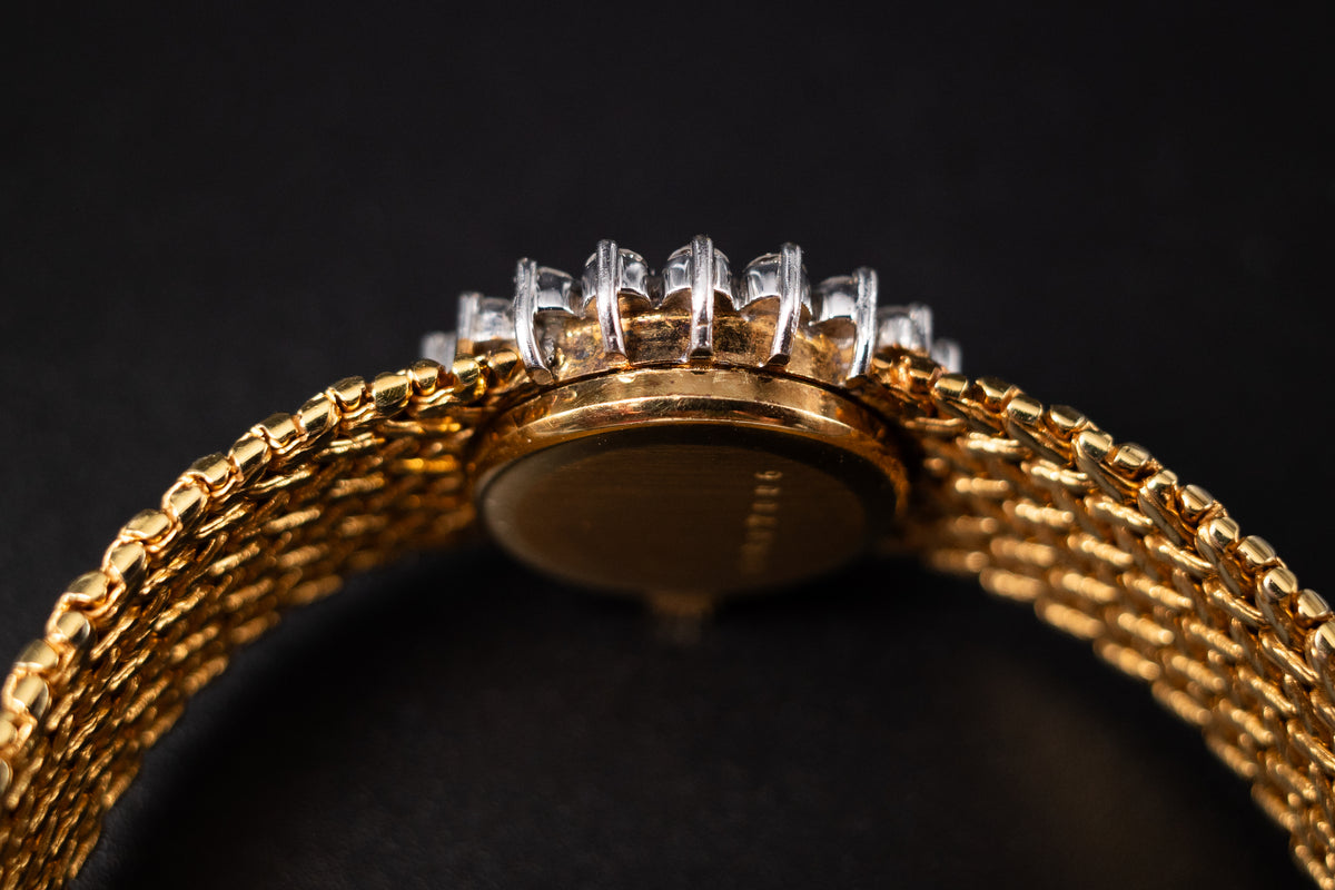 Longines 18KYG Ladies Cocktail Dress Watch W/Diamond Bezel Ref. 1130-817