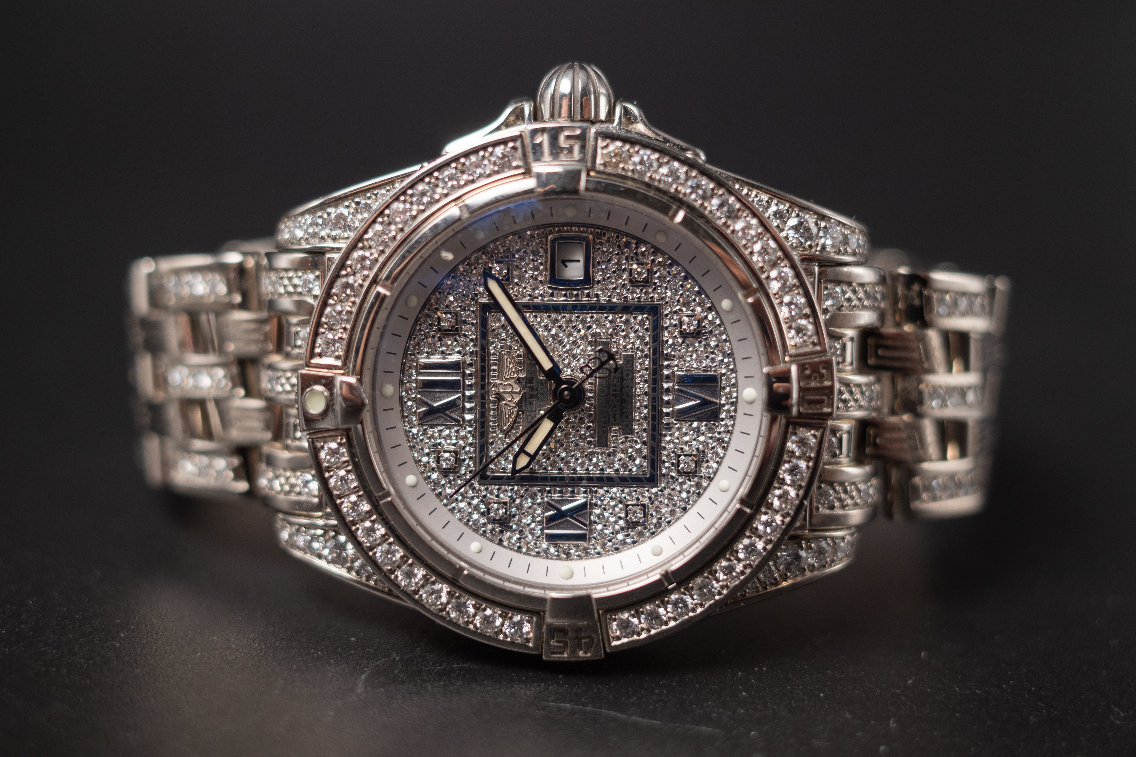 Breitling 18KWG Cockpit Lady J7135649 Factory Diamond Full Set Limited 5 Pieces