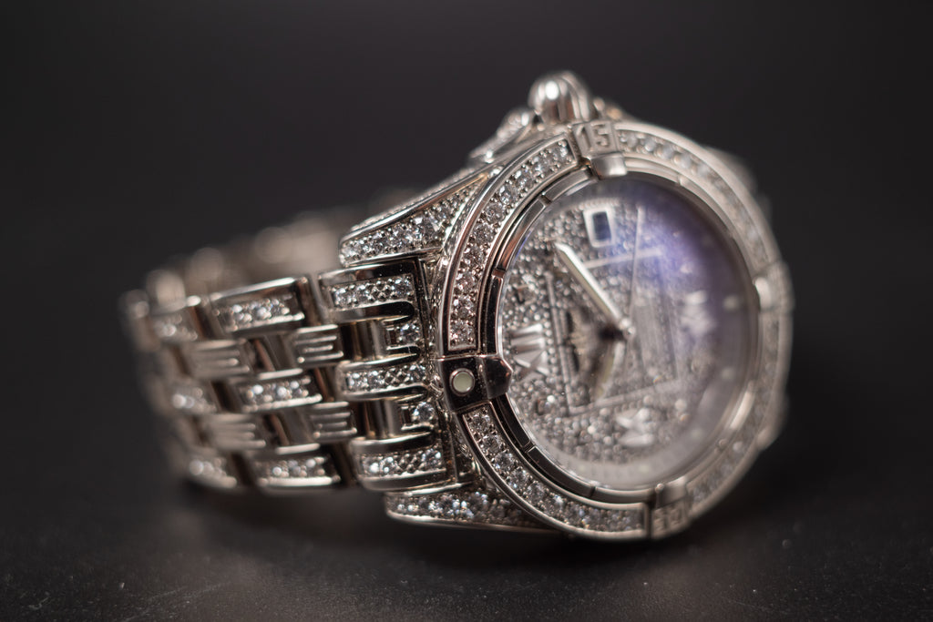 Breitling 18KWG Cockpit Lady J7135649 Factory Diamond Full Set Limited 5 Pieces