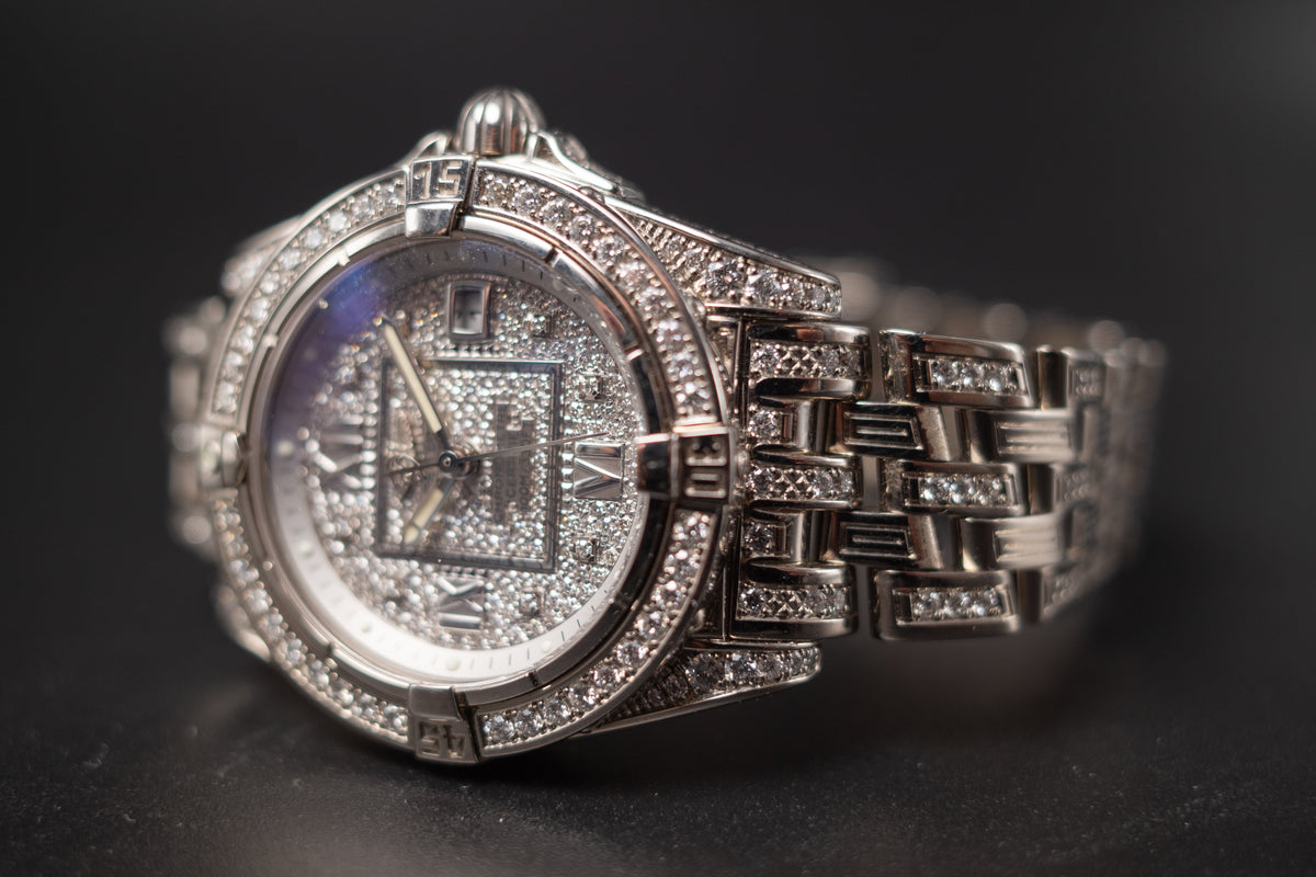 Breitling 18KWG Cockpit Lady J7135649 Factory Diamond Full Set Limited 5 Pieces