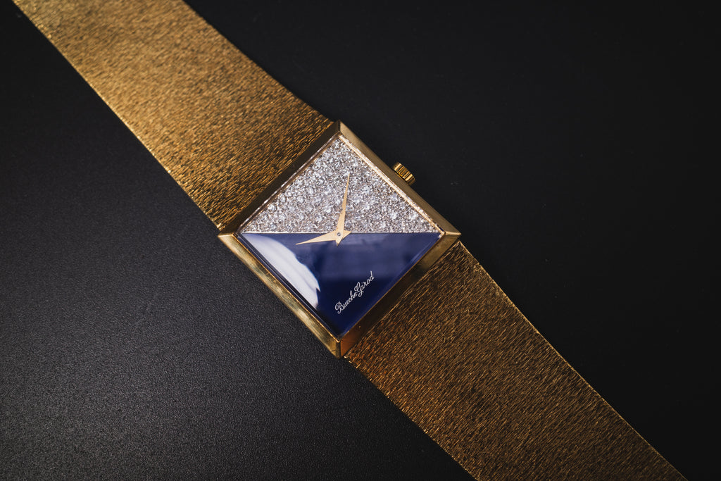 Vintage Bueche Girod Solid 18KYG Unisex Wrist Watch Lapis+Diamond Dial
