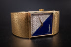 Vintage Bueche Girod Solid 18KYG Unisex Wrist Watch Lapis+Diamond Dial