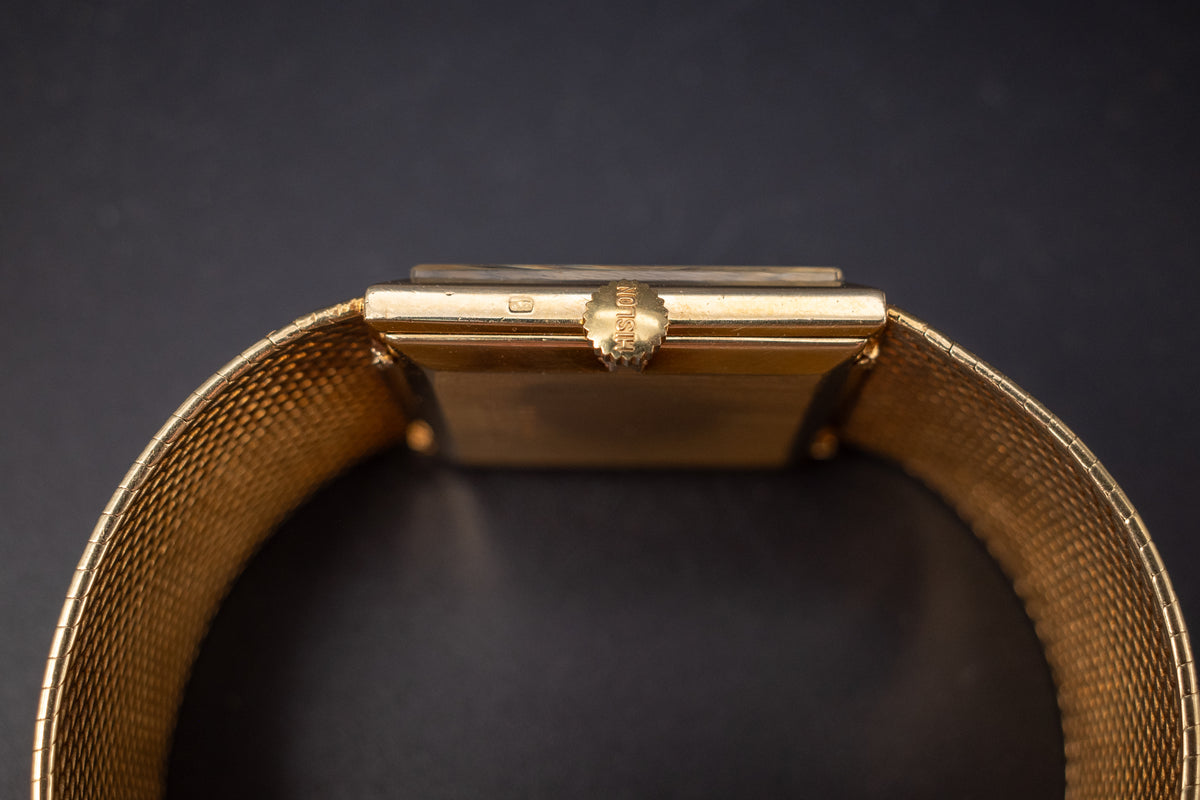 Vintage Bueche Girod Solid 18KYG Unisex Wrist Watch Lapis+Diamond Dial