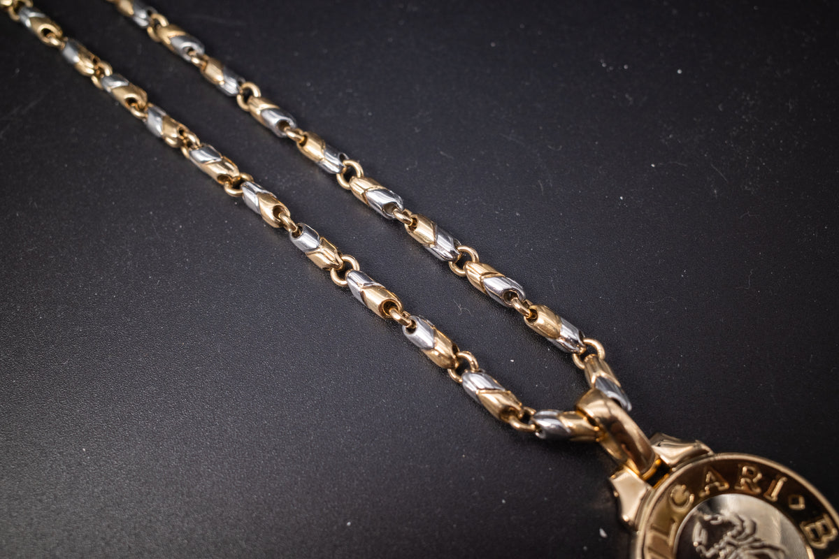 Bulgari 18K Yellow White Gold Scorpio Zodiac Scorpion Pendant Medallion